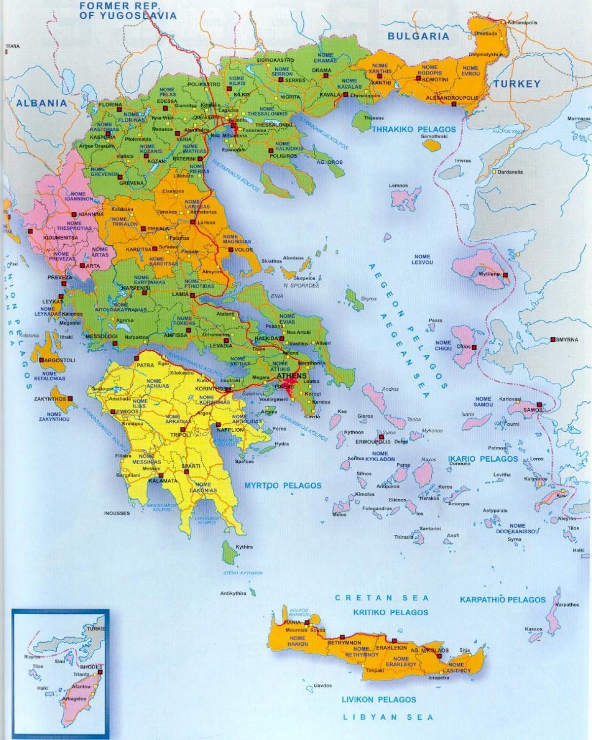 Гърция на картата