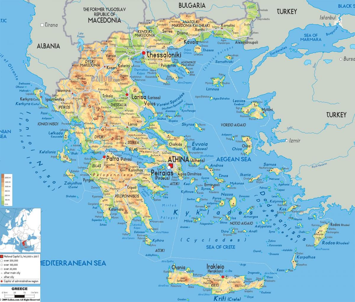географска карта на Гърция