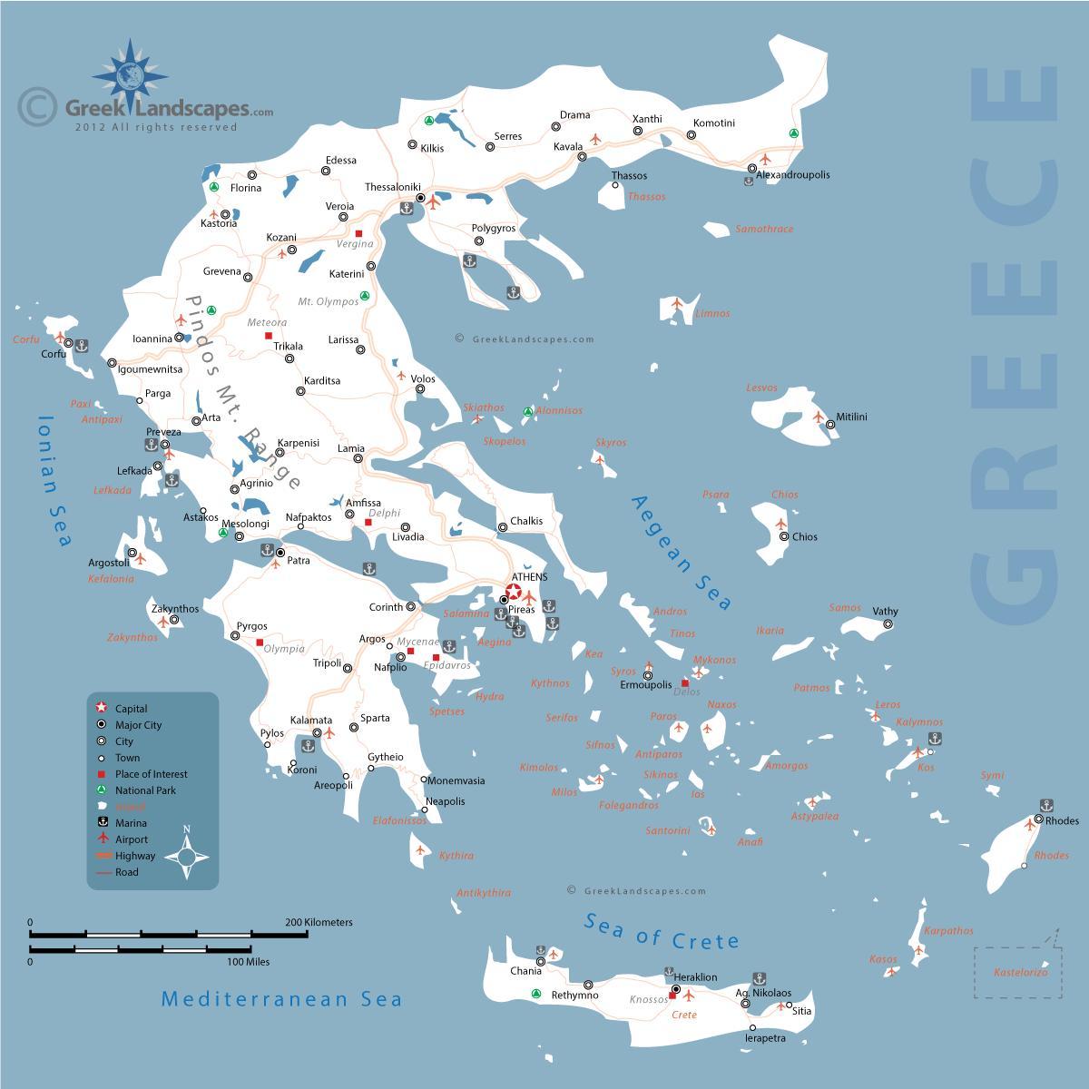 карта на Гърция