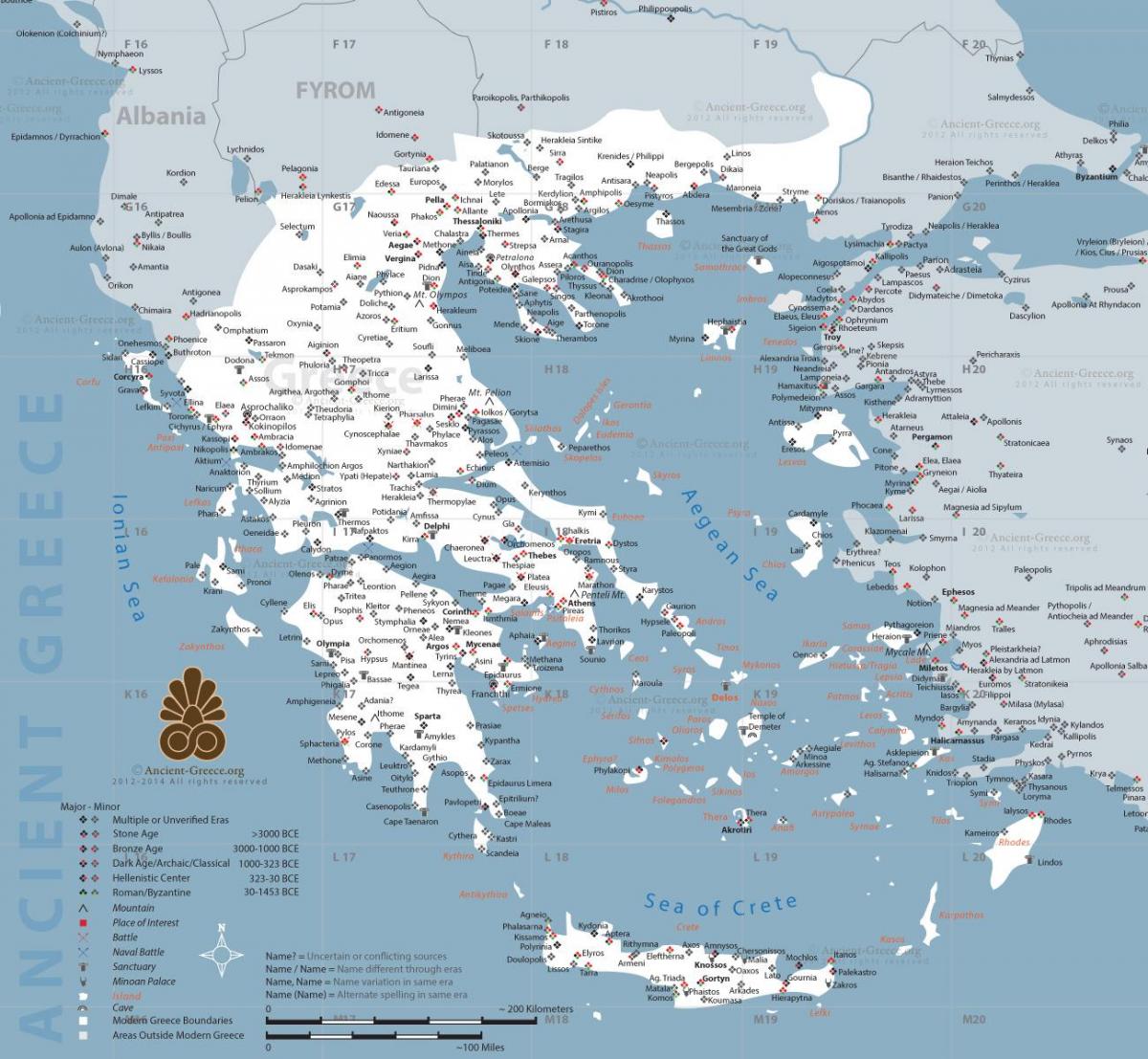 карта на Древна Гърция
