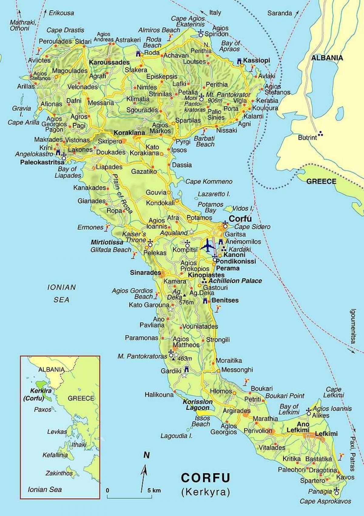 карта на о-в Корфу Гърция