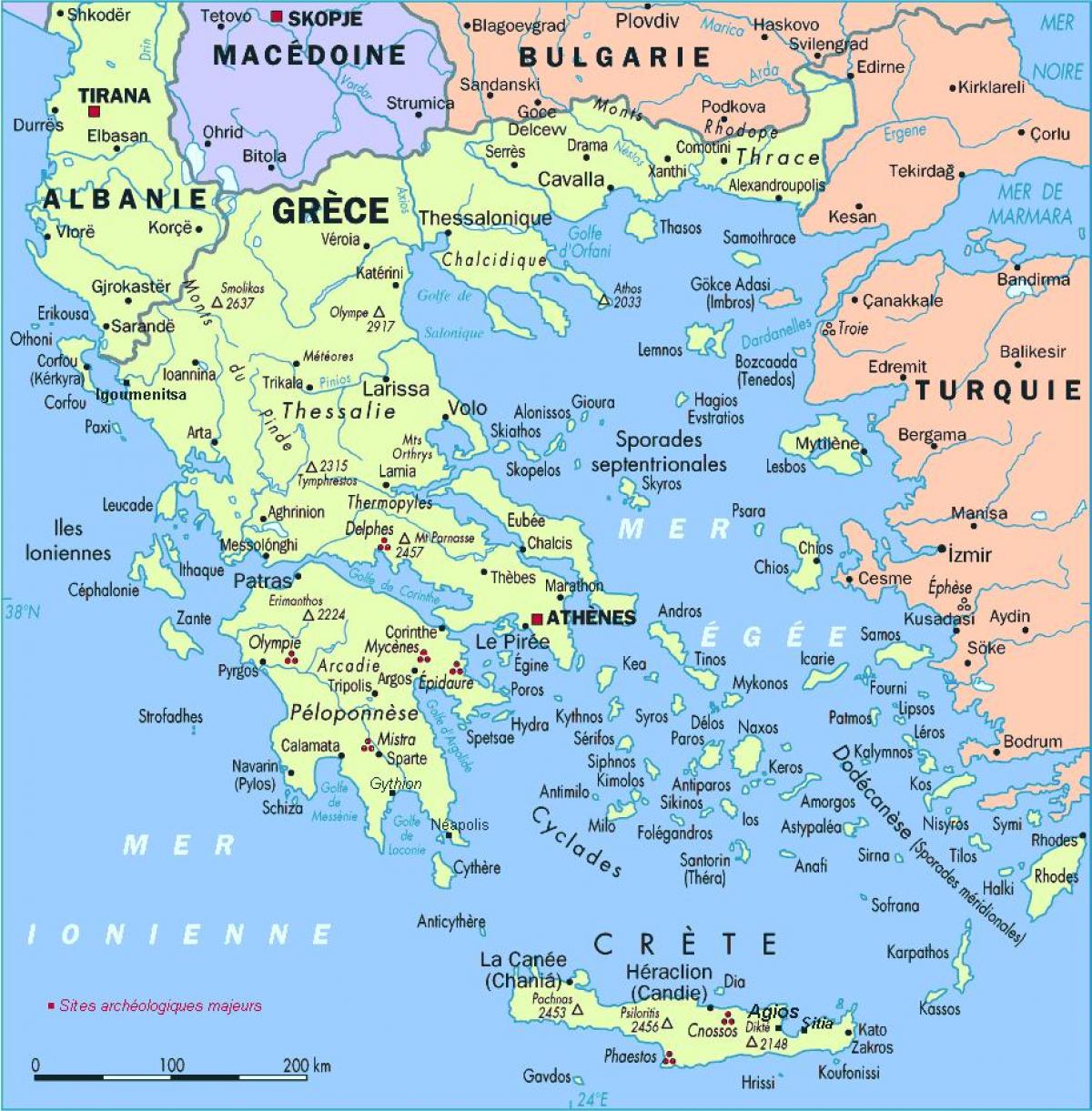 карта на Гърция с островите
