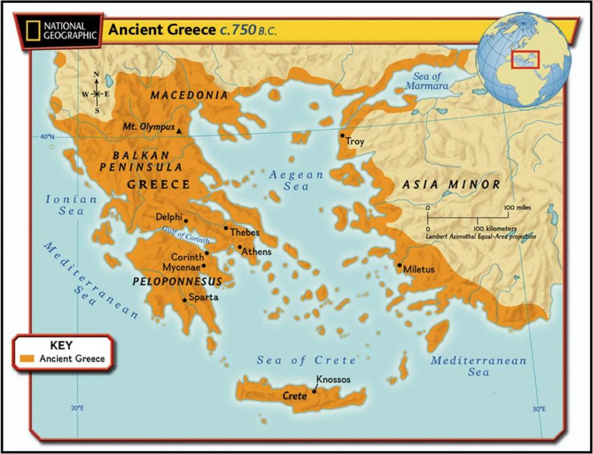 древна карта на Гърция