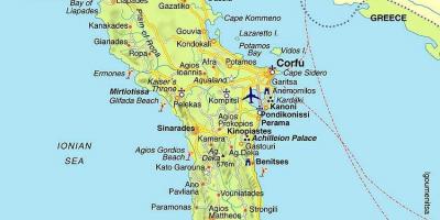 Карта На О-В Корфу Гърция